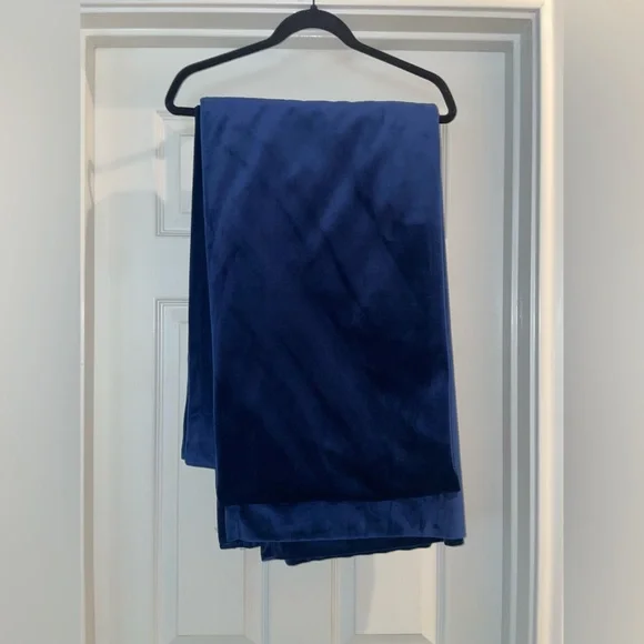 Velvet Navy Blue Curtains - Picture 2 of 2